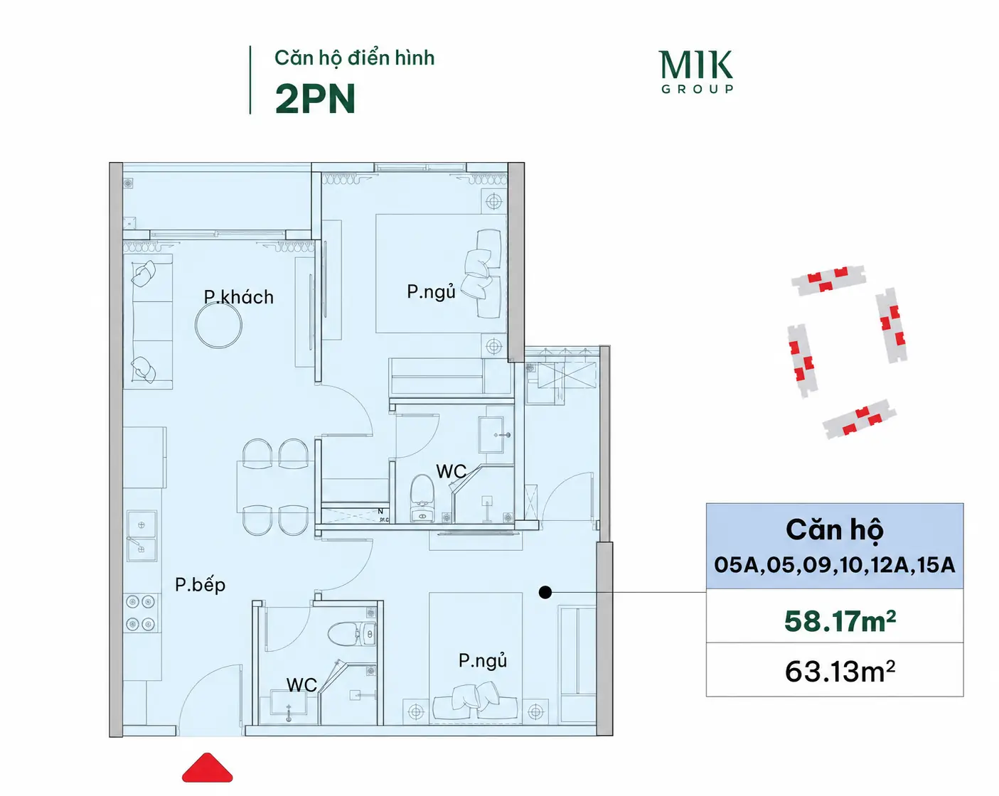 Layout thiết kế căn hộ 2PN Imperia Royal Island