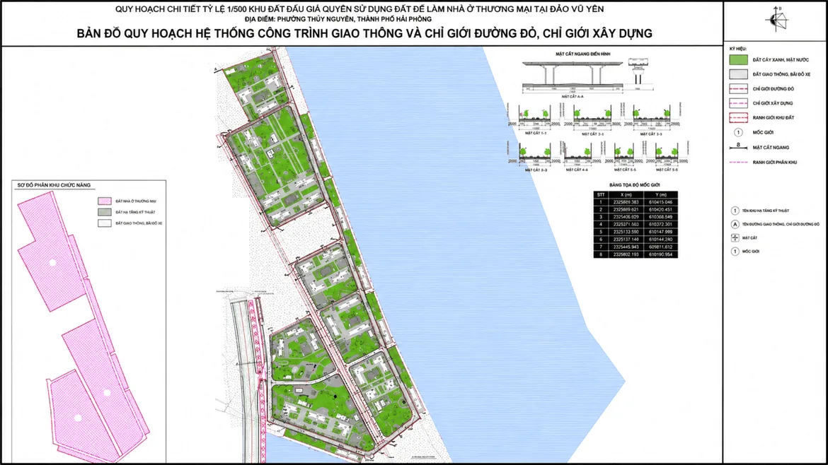 Quy hoạch chi tiết 1/500 Imperia Royal Island Vũ Yên – công trình giao thông, chỉ giới đường đỏ và chỉ giới xây dựng