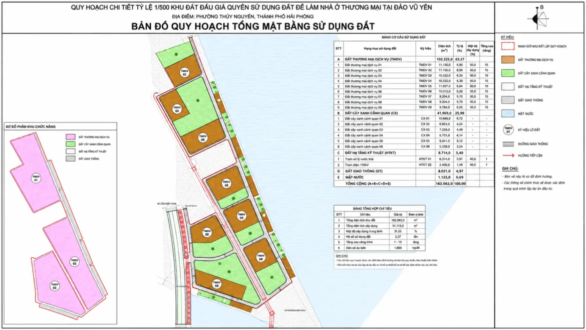 Quy hoạch chi tiết 1/500 Imperia Royal Island Vũ Yên – sơ đồ mặt bằng sử dụng đất