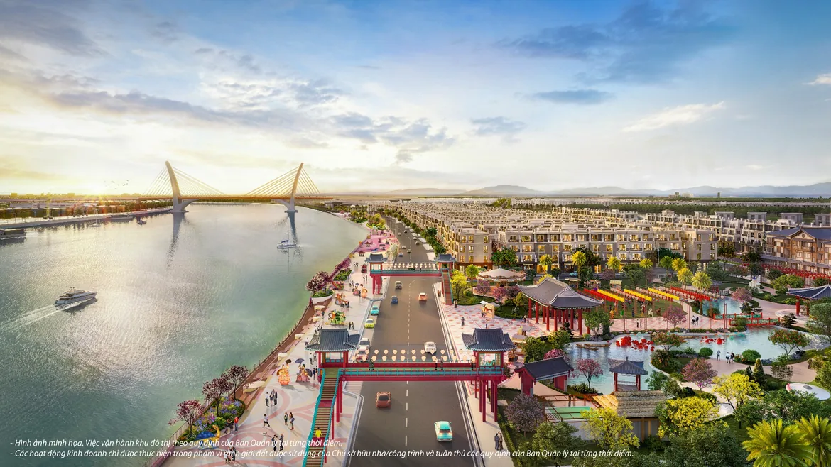 Tiện ích ngoại khu Imperia Royal Island – Phố đi bộ ven sông Vũ Yên